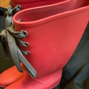 Red Laced Rain Boots, Women’s size 10